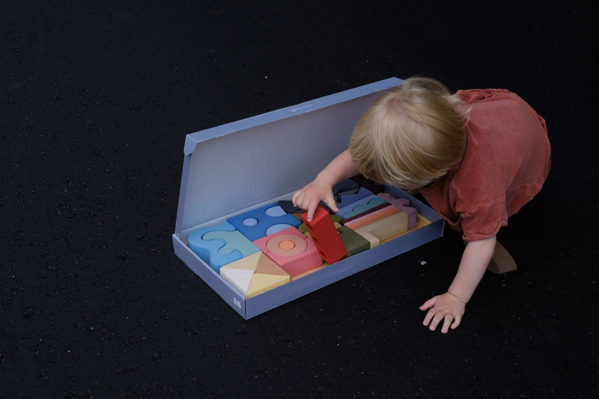 Houten bouwblokken - Collage – Open-ended play – Raduga Grëz