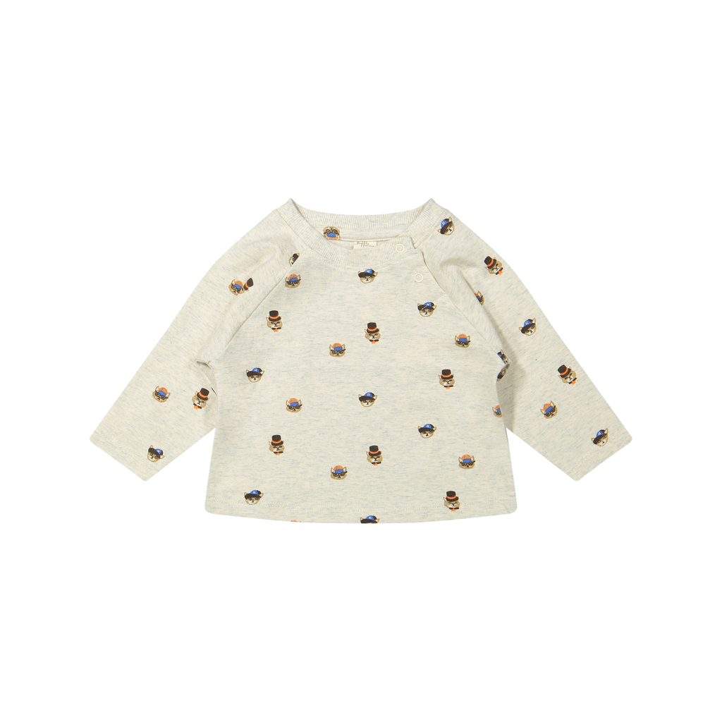 T-shirt Moove LS - Cats with hats - Biologisch katoen - Riffle Amsterdam voorkant