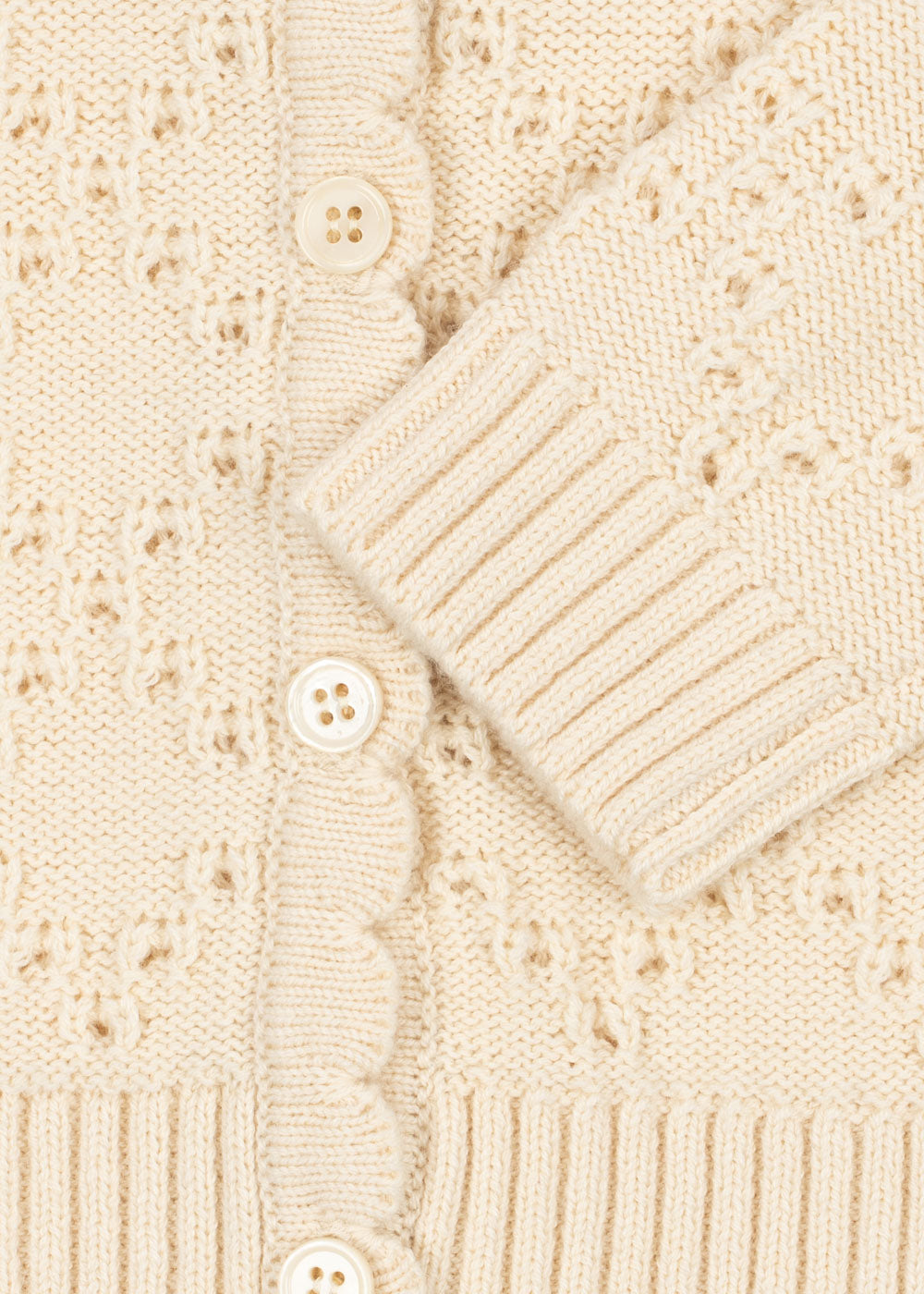 Cocola Cardigan - 100% Wool - Openwork/Buttercream - Konges Sløjd