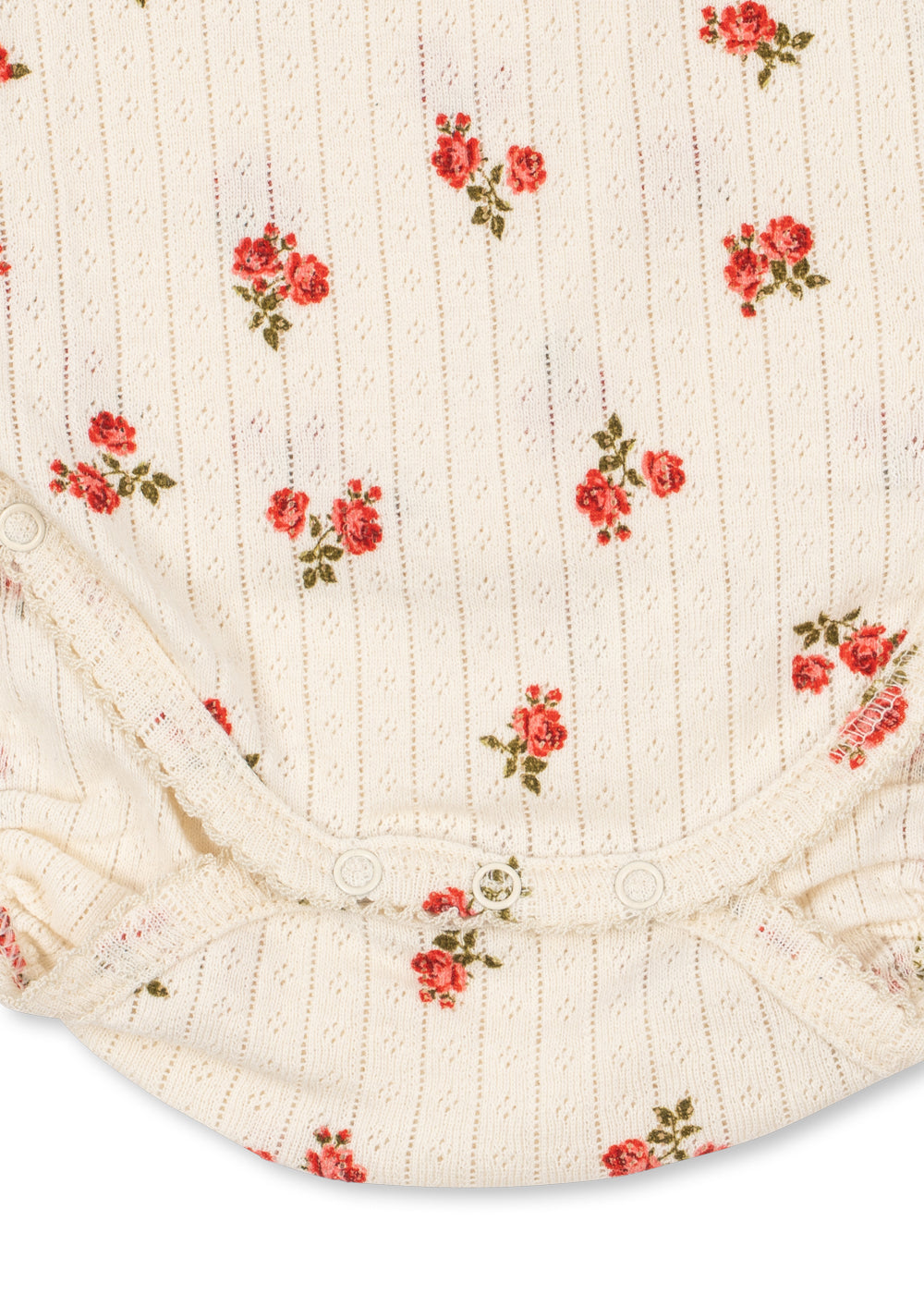 Minnie Newborn Body – Rosa Rouge – Body cache-cœur à imprimé fleuri – Coton biologique GOTS – Konges Sløjd