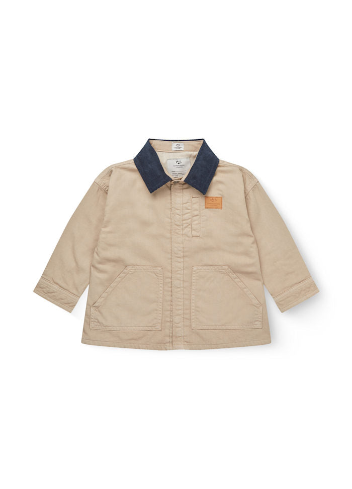 Twill jacket with corduroy collar - 100% cotton - Beige - Copenhagen Colors