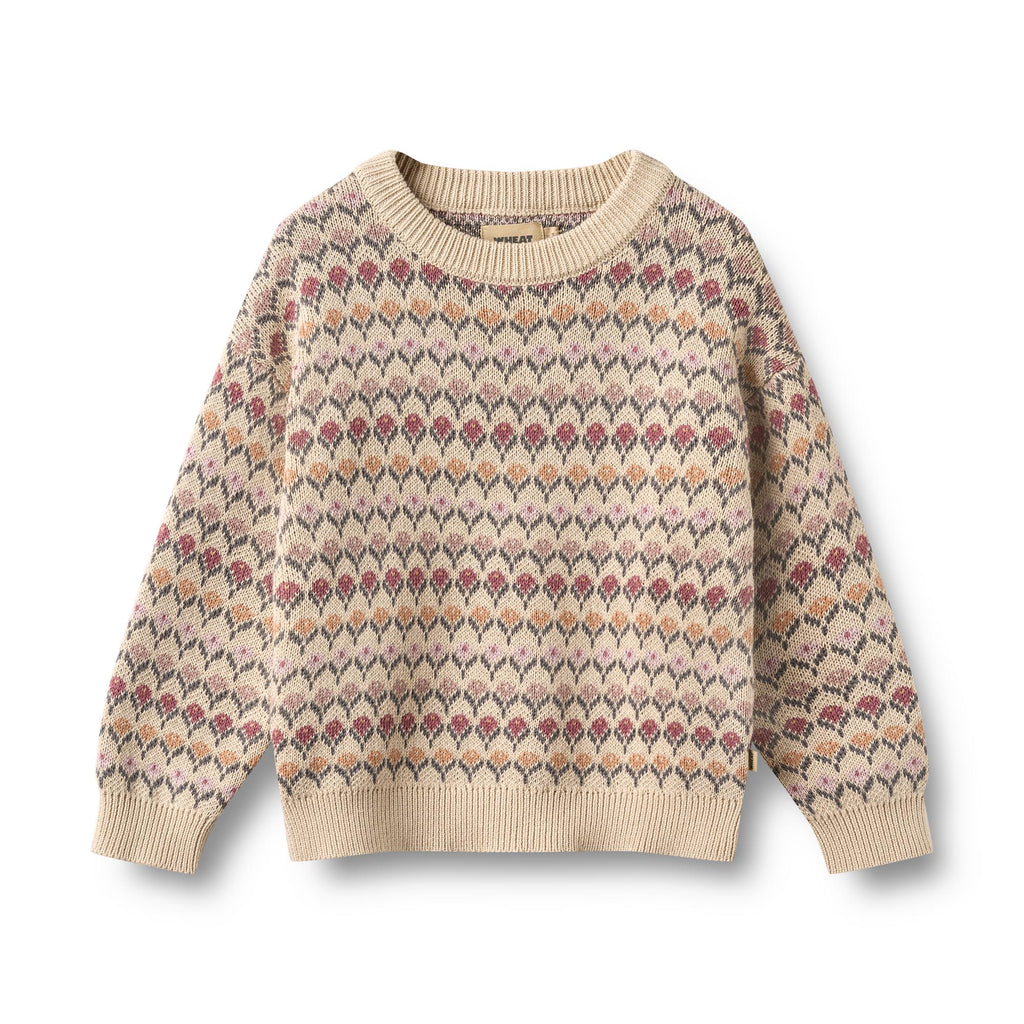 Jacquard trui Harlow - Off White - Biologisch katoen - Wheat kind voorkant