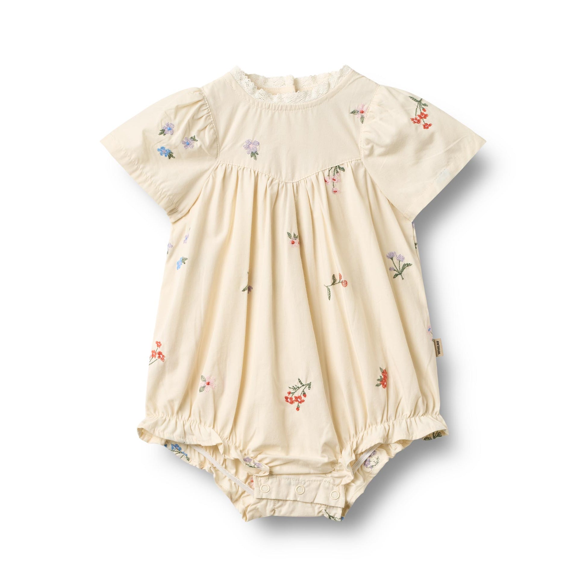 Romper Margit - Borduurde bloemen - Biolgosch katoen - Ivory/Wit - Wheat voor