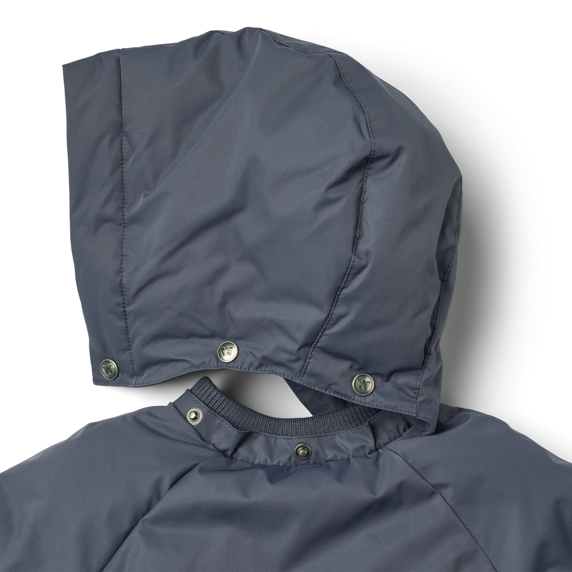 Doudoune d'hiver imperméable - Gris-bleu - Polyester recyclé - Gros plan sur le blanc