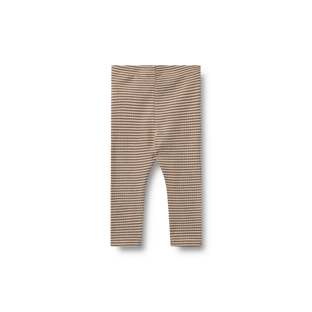 Wollen legging Agi - Wood Stripe - 100% merino wol - Wheat voor