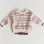 Jacquard trui Harlow - Off White - Biologisch katoen - Wheat setje