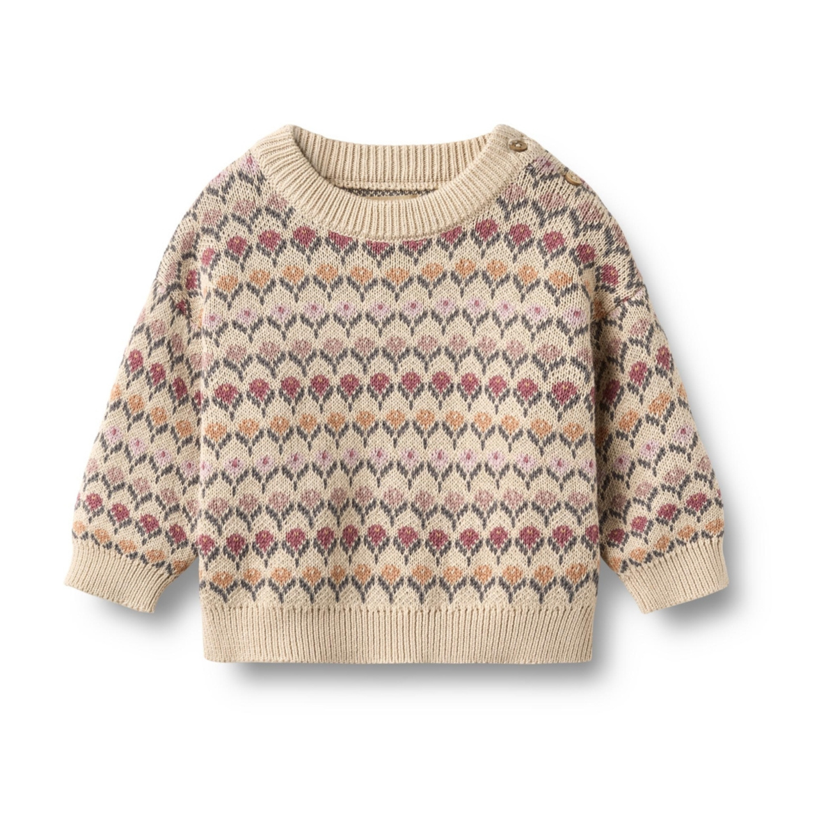 Jacquard trui Harlow - Off White - Biologisch katoen - Wheat baby voorkant