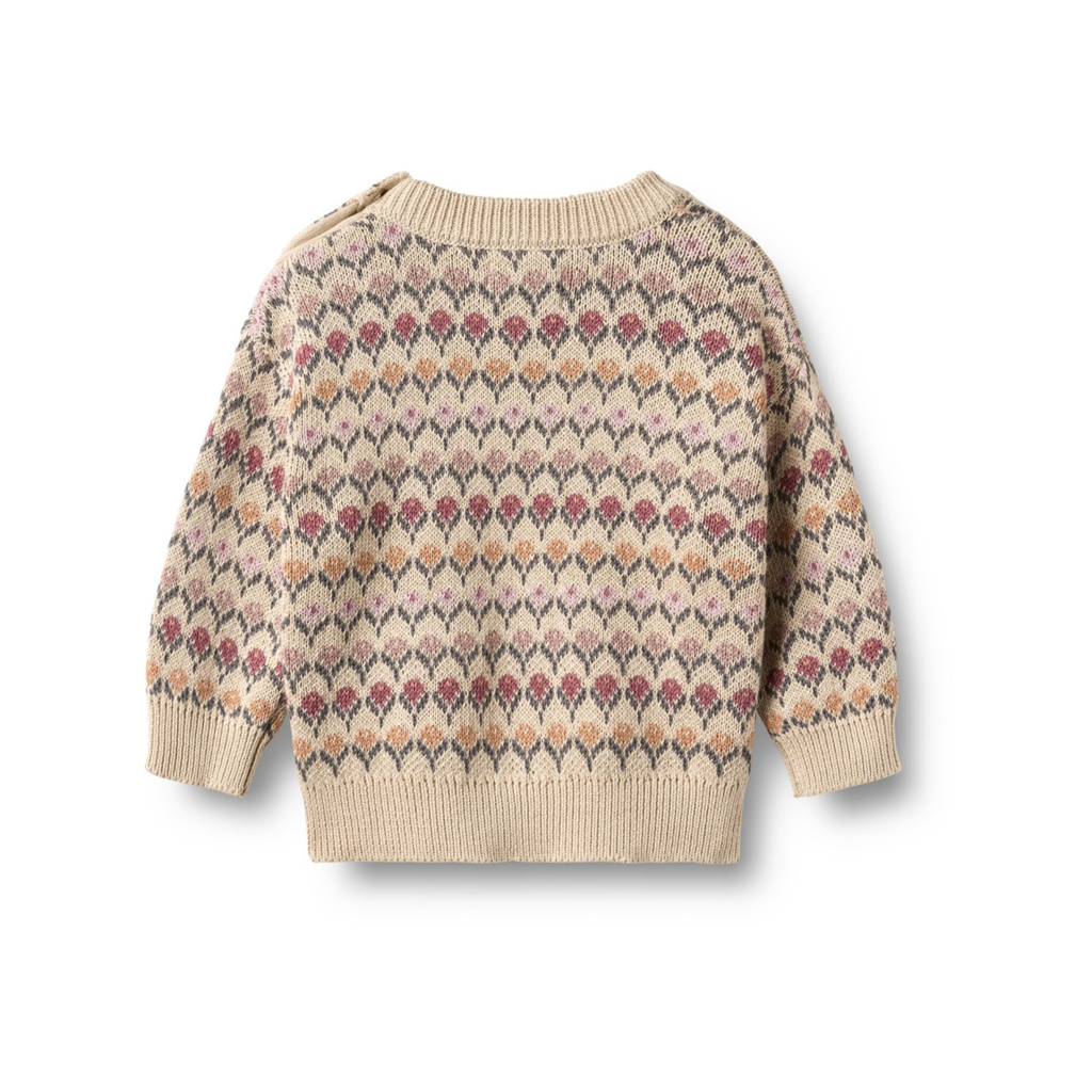 Jacquard trui Harlow - Off White - Biologisch katoen - Wheat baby achterkant