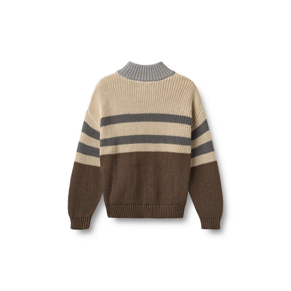 Half zip trui Simo - Dry Wood - Biologisch katoen - Wheat  achter