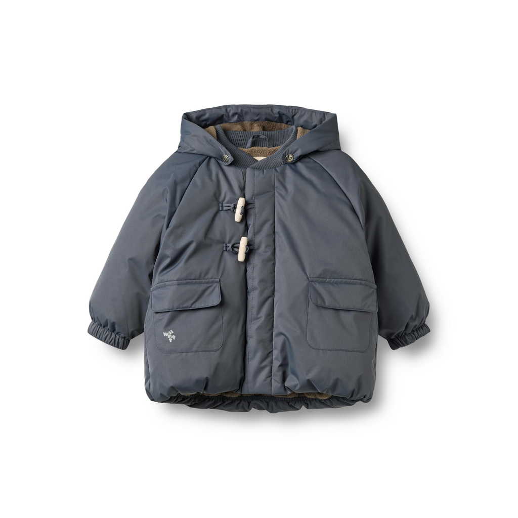 Doudoune d'hiver imperméable - Gris-bleu - Polyester recyclé - Devant blanc
