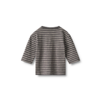 T-shirt met lange mouwen Ross - Dark Charcoal Stripe - Biologisch katoen - Wheat achter