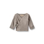 Wikkelvestje Cleo - Grey Moon - 100% merino wol - Wheat voorkant
