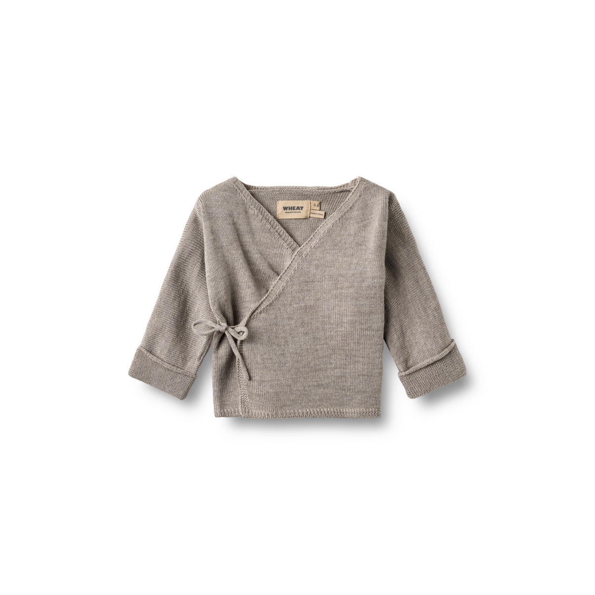 Wikkelvestje Cleo - Grey Moon - 100% merino wol - Wheat voorkant
