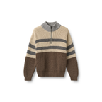 Half zip trui Simo - Dry Wood - Biologisch katoen - Wheat  voor